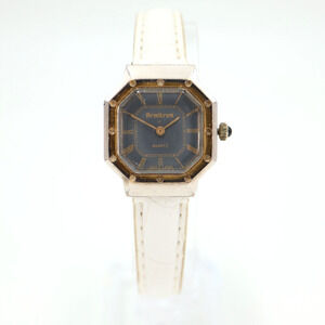 Vintage Armitron Womens Watch 24mm Two Tone Octagon Gray Dial White Leather